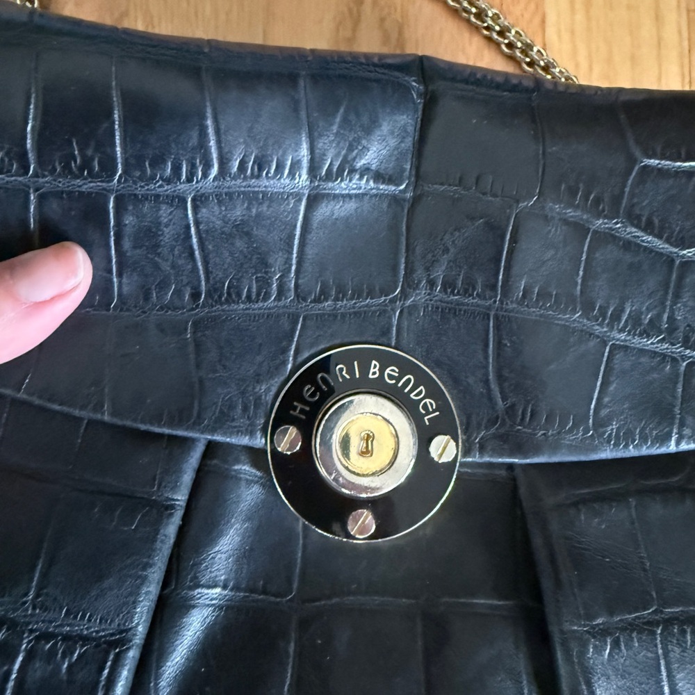 Henri Bendel Black Croc Embossed Bag
